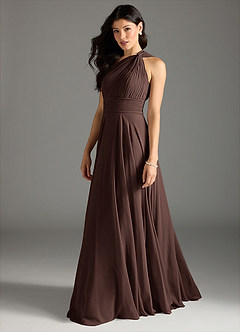Azazie Charlize Bridesmaid Dresses Ganache A-Line One Shoulder Chiffon Dress image4