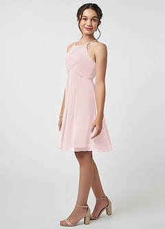 Azazie Ginny Vestido de Rosa Rubor de Gasa/ Chiffon con Plisado image3