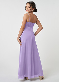 Azazie Sonya Junior Lilac A-Line Lace Chiffon Dress image4