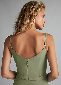 Azazie Summer Bridesmaid Dresses Pistachio Mermaid Scoop Cowl Chiffon Dress image6