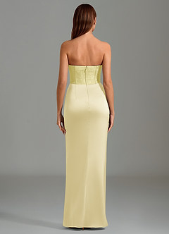 Azazie Emilia Bridesmaid Dresses Lemon Sorbet Mermaid Strapless Stretch Satin Dress image2