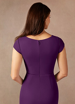 Azazie Renetta Mother of the Bride Dresses Grape Sheath V-Neck Pleated Mesh Dress image7