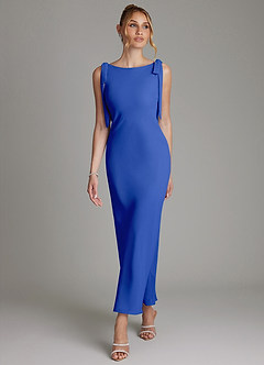 Azazie Luddie Abiti da Damigella Abito Sirena in Chiffon Fiocco Blu Reale image4