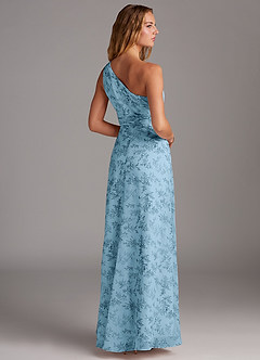 Azazie Dallas Bridesmaid Dresses Blue Fern Floral A-Line One Shoulder Chiffon Dress image2