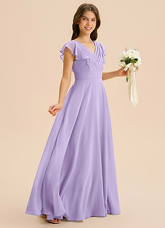 Azazie Anysa Junior Robe Trapèze en Mousseline de soie Rayé Lilas image5