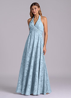 Azazie Tessie Brudtärnklänningar Klä av A-Linje i Blommig Utbrändhet Plisserad Himmelsblå image3