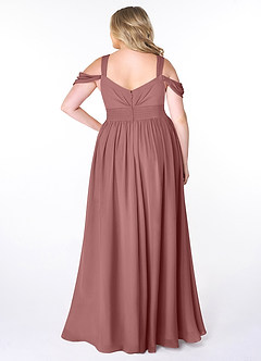 Azazie Lianne Bridesmaid Dresses Desert Rose A-Line Off the Shoulder Chiffon Dress image8