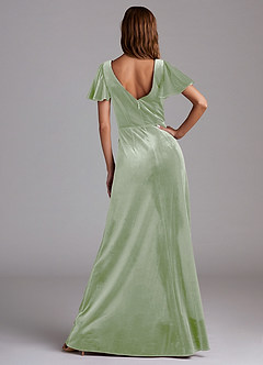 Azazie Soren Bridesmaid Dresses Dusty Sage A-Line Velvet Dress image6