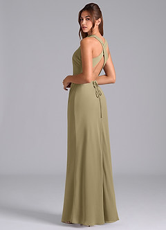 Azazie Evadne Bridesmaid Dresses Moss Green A-Line Pleated Chiffon Dress image2