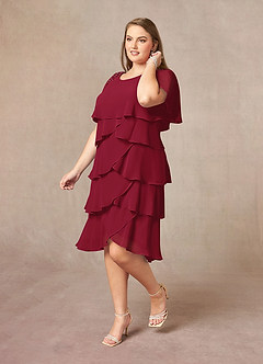 Azazie Rita Mother of the Bride Dresses Burgundy A-Line Scoop Beaded Chiffon Dress image8