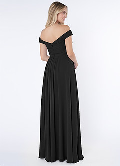 Azazie Audrianna Brautjungfernkleider Wandelbar A-Linie Schulterfrei gerafft Chiffon Kleid Schwarz image4