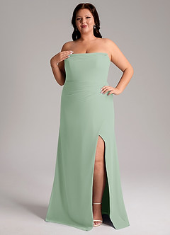 Azazie Leonis Bridesmaid Dresses Agave Sheath Strapless Chiffon Convertible Dress image12