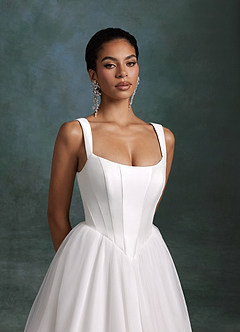 Azazie Jasmine Vestidos de novia Vestido Diamante Blanco de Mikado elástico de Corte Princesa image7