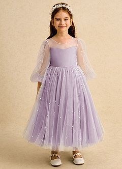 Azazie Trudy Flower Girl Dresses Wisteria Ball-Gown Sweetheart Neckline Tulle Dress image6