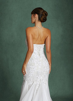 Azazie Harmony Wedding Dresses Diamond White Mermaid Strapless Tulle Dress image11