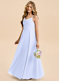 Azazie Gia Junior A-Linie Plissee Chiffon Kleid Lavendel image3