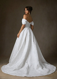 Azazie Efina Hochzeitskleider Ballkleid Blumen-Jacquard Kleid Diamantweiß image2