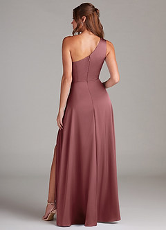 Azazie Brooke Bridesmaid Dresses Amethyst A-Line One Shoulder Stretch Satin Dress image7