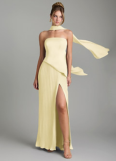 Azazie Tierney Bridesmaid Dresses Lemon Sorbet A-Line Strapless Chiffon Convertible Dress image1