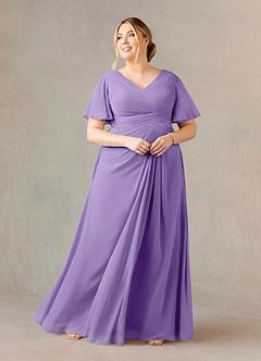 Azazie Morning Glory Mother of the Bride Dresses Tahiti A-Line V-Neck Ruched Chiffon Dress image5