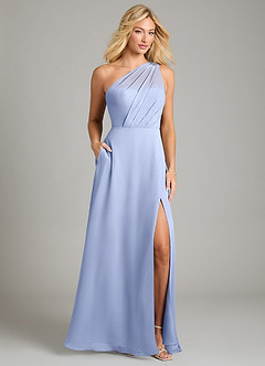 Azazie Phaedra Bridesmaid Dresses Ice A-Line One Shoulder Chiffon Dress image1