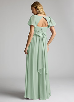 Azazie Madisynn Brautjungfernkleider für Schwangere Schleifen Chiffon Bodenlänge Kleid image2