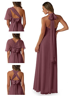 Azazie Fifi Bridesmaid Dresses Sangria A-Line Strapless Chiffon Convertible Dress image8