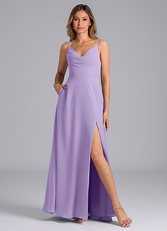 Azazie Sarella Bridesmaid Dresses Lilac A-Line with Pockets Chiffon Dress image1