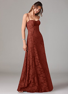 Azazie Valentine Bridesmaid Dresses Terracotta A-Line Sweetheart Neckline Floral Burnout Dress image4