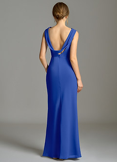 Azazie Kieryn Bridesmaid Dresses Royal Blue Mermaid Pleated Chiffon Dress image2