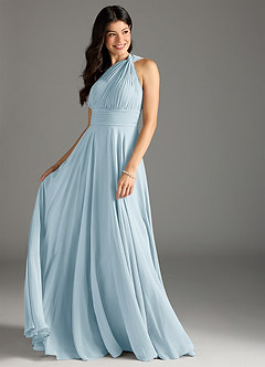 Azazie Charlize Bridesmaid Dresses Sky Blue A-Line One Shoulder Chiffon Dress image3