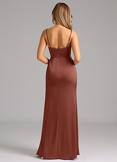 Azazie Aimee Bridesmaid Dresses Auburn A-Line Sweetheart Neckline Stretch Satin Dress image2