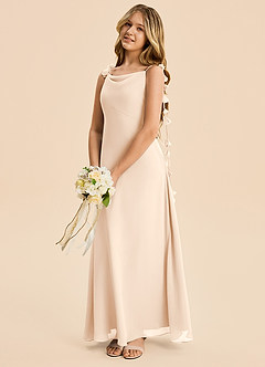 Azazie Gumdrop Junior White Alabaster Empire Pleated Chiffon Dress image2