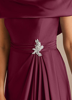 Azazie Branford Mother of the Bride Dresses Mulberry A-Line Pleated Stretch Satin Dress image7