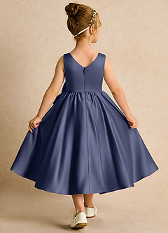 Azazie Hermia Flower Girl Dresses Stormy A-Line Sleeveless Matte Satin Dress image2