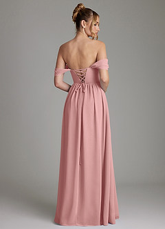 Azazie Caterina Abiti da Damigella Abito A-Line in Chiffon Corsetto Rosa Polverosa image10