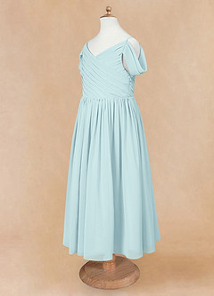 Azazie Chelle Flower Girl Dresses Sea Glass A-Line Pleated Chiffon Dress image8