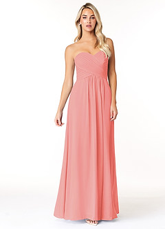 Azazie Yazmin Bridesmaid Dresses Coral A-Line Sweetheart Neckline Chiffon Convertible Dress image4
