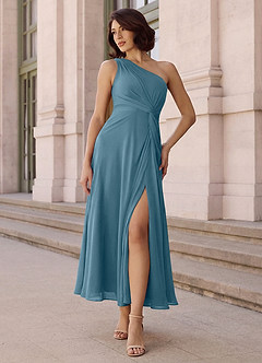 Azazie Brooke Jurken voor bruidsmeisjes Jurk van Chiffon met A-Lijn One-Shoulder Bermuda image2