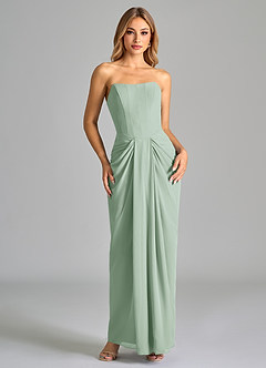 Azazie Anaïs Bridesmaid Dresses Agave Sheath Strapless Chiffon Dress image1