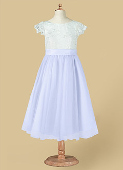 Azazie Vetty vestidos de niña de las flores Vestido de Marfil Lavanda de Tul de Corte En A con Encaje image12