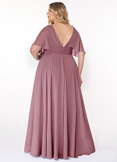 Azazie Pamela Bridesmaid Dresses Vintage Mauve A-Line V-Neck Pleated Chiffon Dress image7