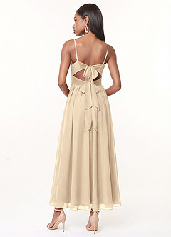 Azazie Zeya Bridesmaid Dresses Champagne A-Line Pleated Chiffon Dress image4