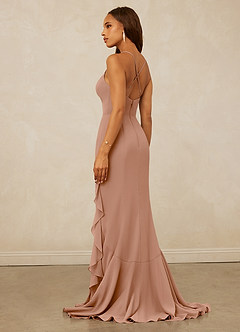 Christian Siriano Bridal for Azazie 1006 Bridesmaid Dresses Champagne Rose Mermaid Ruched Chiffon Dress image2