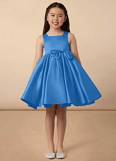 Azazie Bo Peep Final Sale Agave A-Line Bow Matte Satin Dress image1