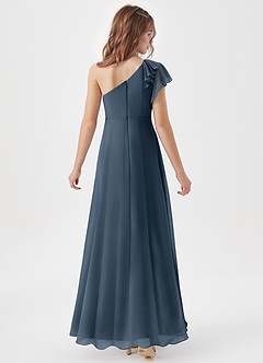 Azazie Arabella Junior Robe Trapèze en Mousseline de soie Rayé Neptune image6