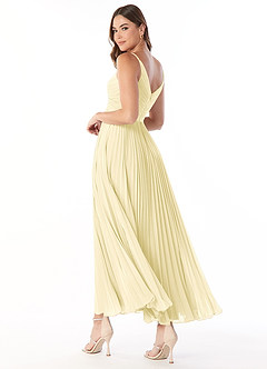 Azazie Raychelle Bridesmaid Dresses Lemon Sorbet A-Line V-Neck Chiffon Dress image5