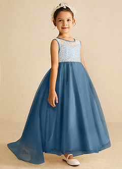 Azazie Tay Flower Girl Dresses Bermuda A-Line Sequins Tulle Dress image3