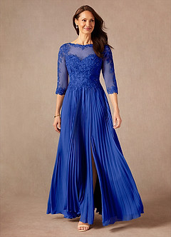 Azazie Corinne Kleider für die Brautmutter A-Linie Pailletten Chiffon Kleid Königsblau image3