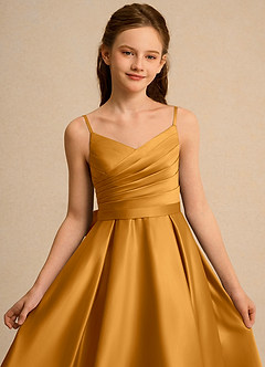 Azazie Sweets Junior Formal Flower Girl Klänningar Klä A-Line i Matt satäng Plisserad image6